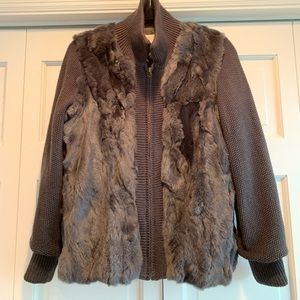 Heartloom feaux fur knit jacket! Dark grey